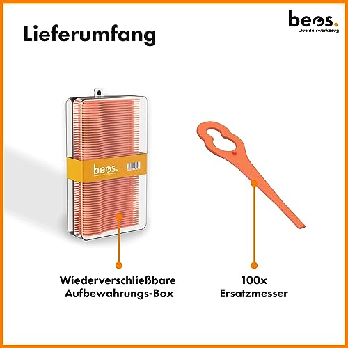 Detalle de BEOS 100x Trimmermesser – universell kompatibel für Einhell, Bosch, CMI, Lux Freischneider