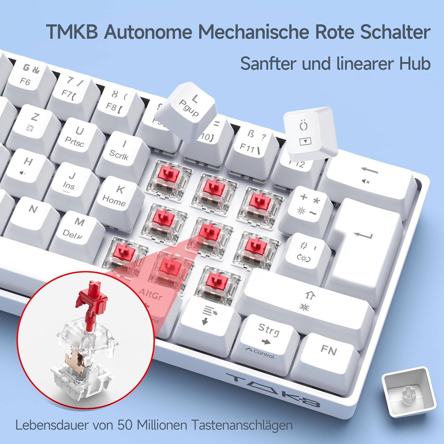 Detalle de TMKB T61SE mechanische Gaming‑Tastatur, deutsches QWERTZ