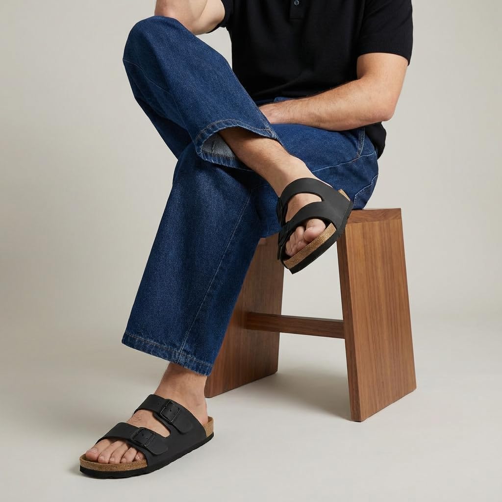 Thumbnail 5 de CUSHIONAIRE Lane LANE-M-PARENT Men's Cork Footbed Sandals with Adjustable Buckles