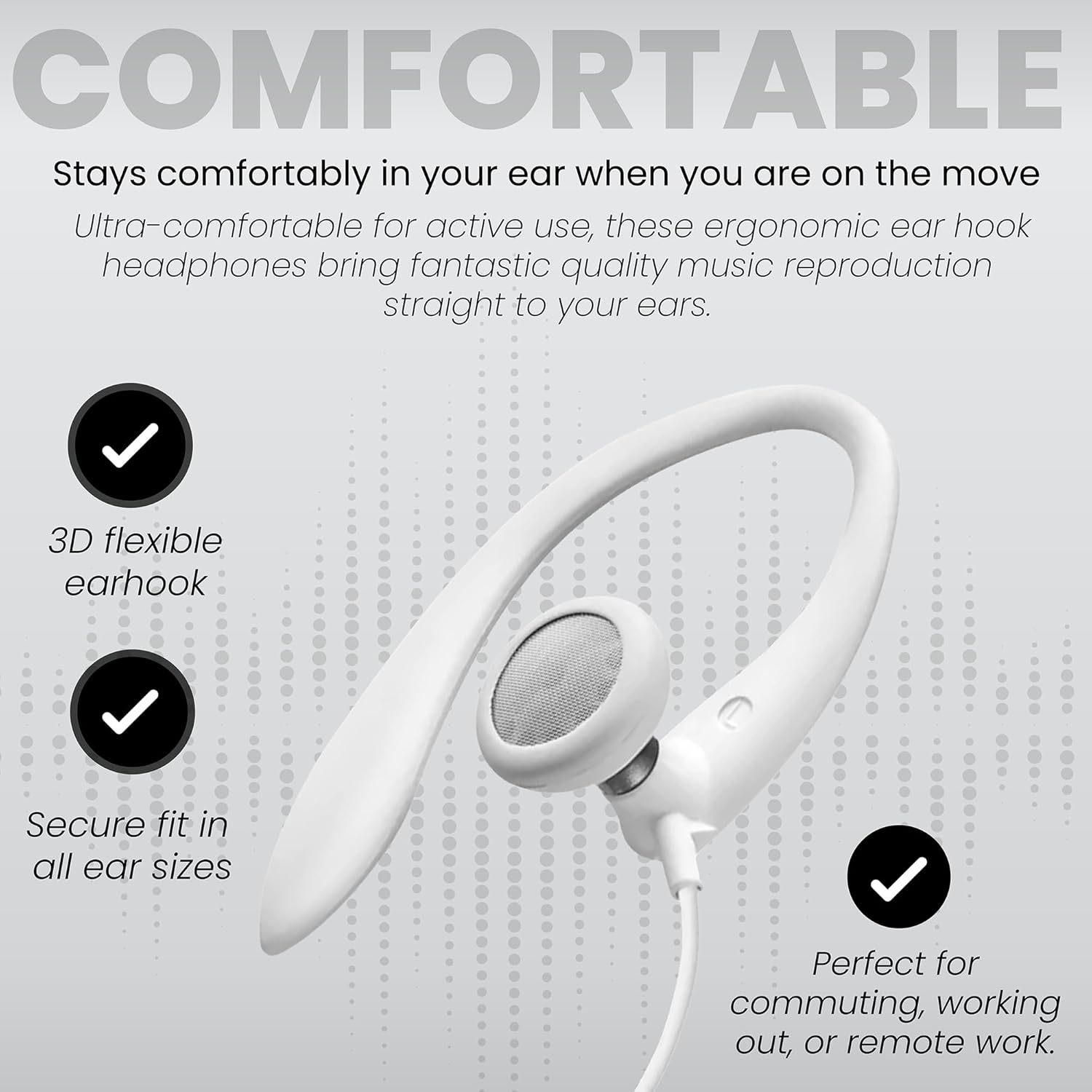 Detalle de Philips SHS3200WT/37 Flexible Earhook Wired Headphones (White)