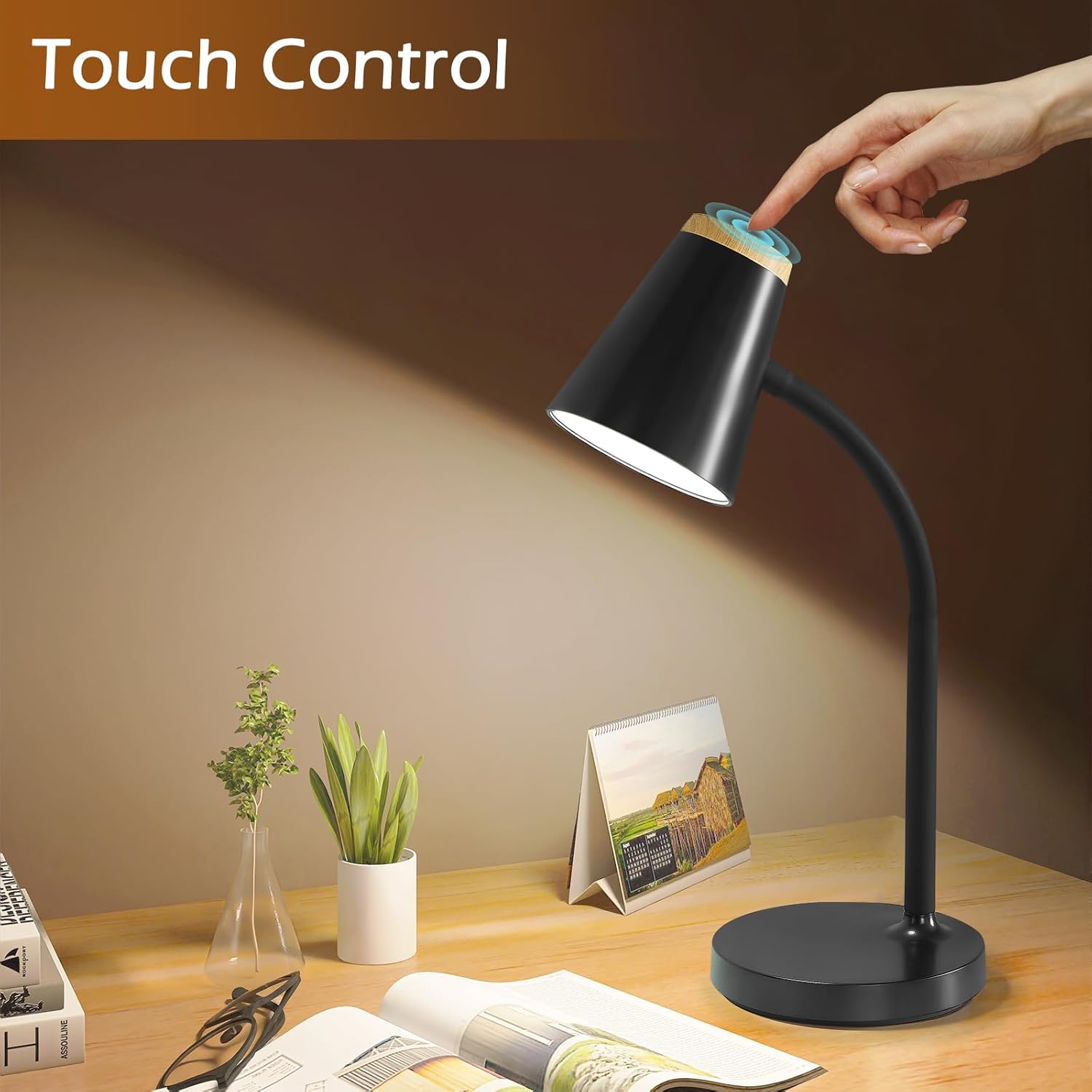 Thumbnail 3 de GyroVu LED Desk Lamp with Touch Dimmable Gooseneck – Compact, Eye‑friendly Lighting for Dorms and Desks