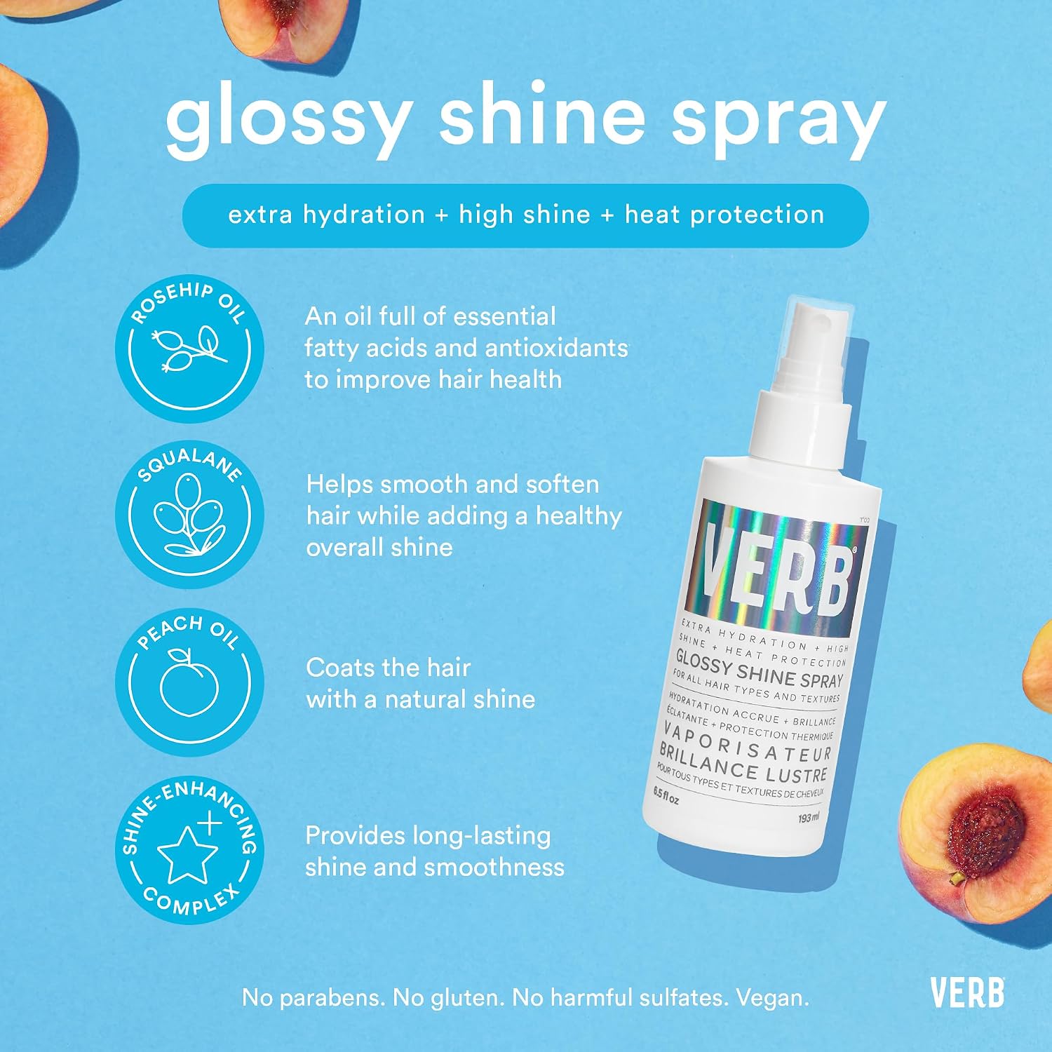 Detalle 2 de VERB Glossy Shine Spray moisturizing heat protectant