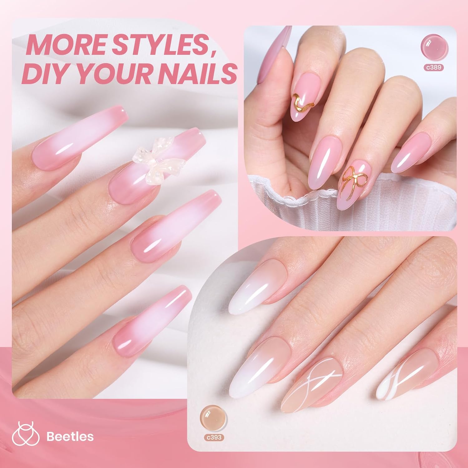 Detalle de Beetles Jelly Gel 6 Colors Nail Set 💅