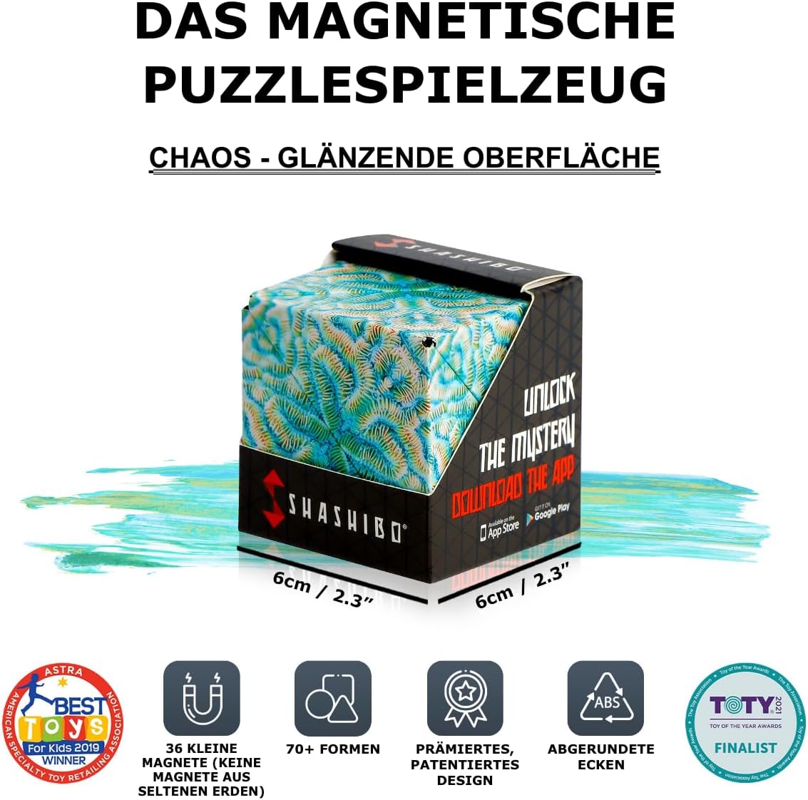 Thumbnail 1 de Shashibo Formwechsel-Box – patentierter Magnet-Würfel mit 36 Seltenerdmagneten und über 100 Formen (Undersea)