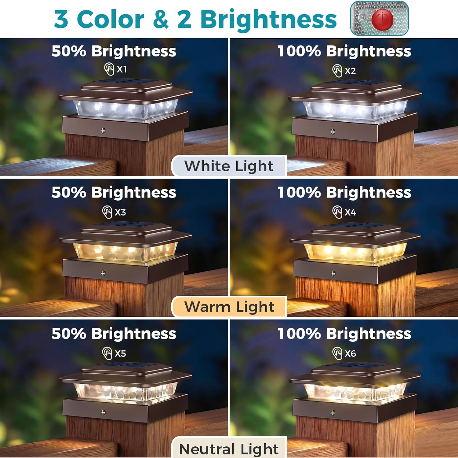 Detalle de Kolpop Solar Post Cap Lights 12-Pack