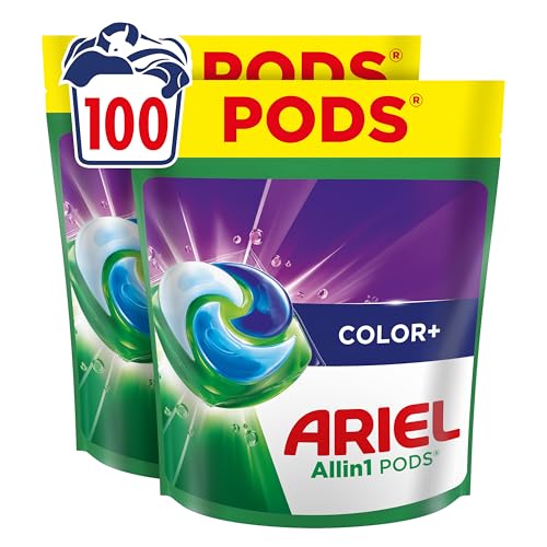 Detalle de Ariel Pods Color+ Waschmittel, 100 Wäschen – Fleck-Weg-Power ab der ersten Wäsche