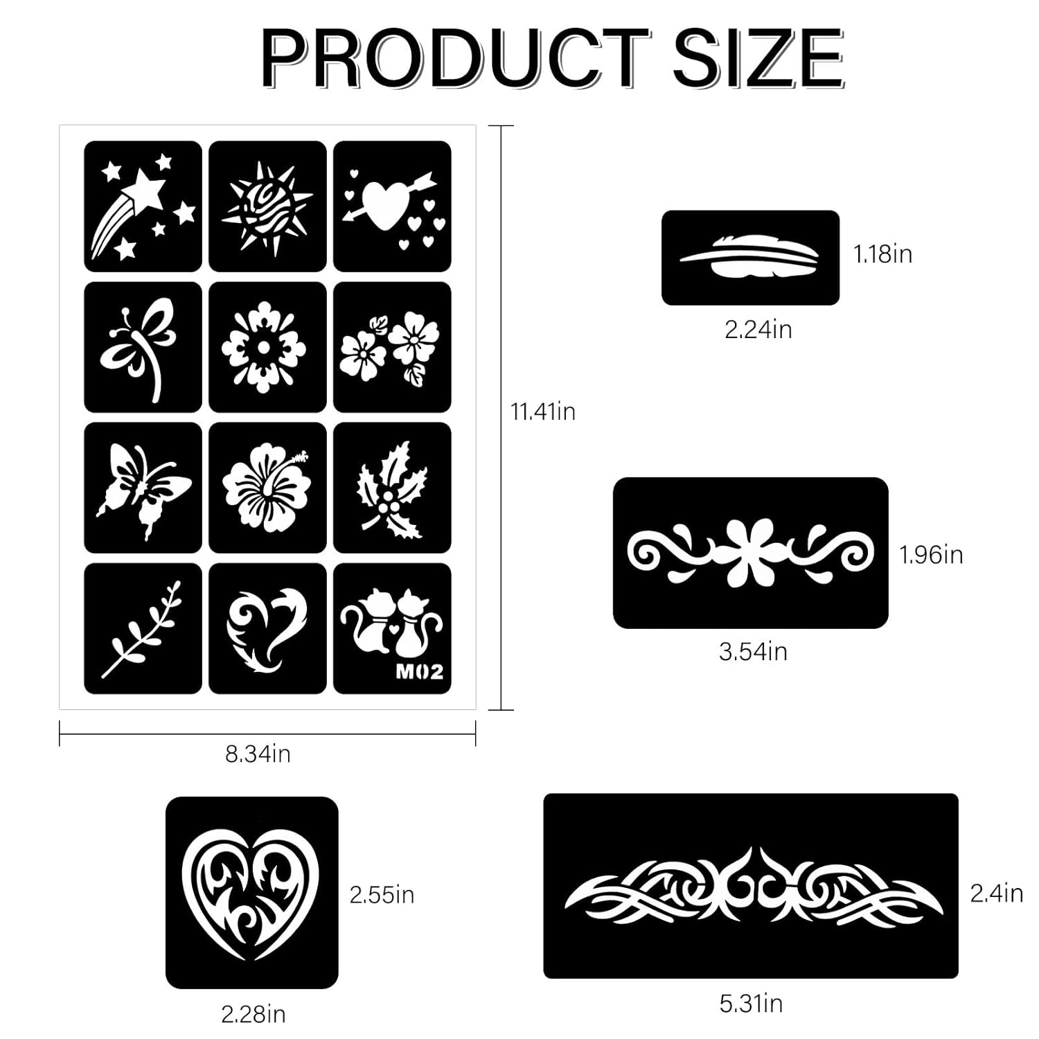 Thumbnail 1 de Henna Schablonen Set – 142 Stück Temporäre Henna Tattoo Schablonen, 4 Größen, DIY Body Art für Frauen, Teens und Kinder