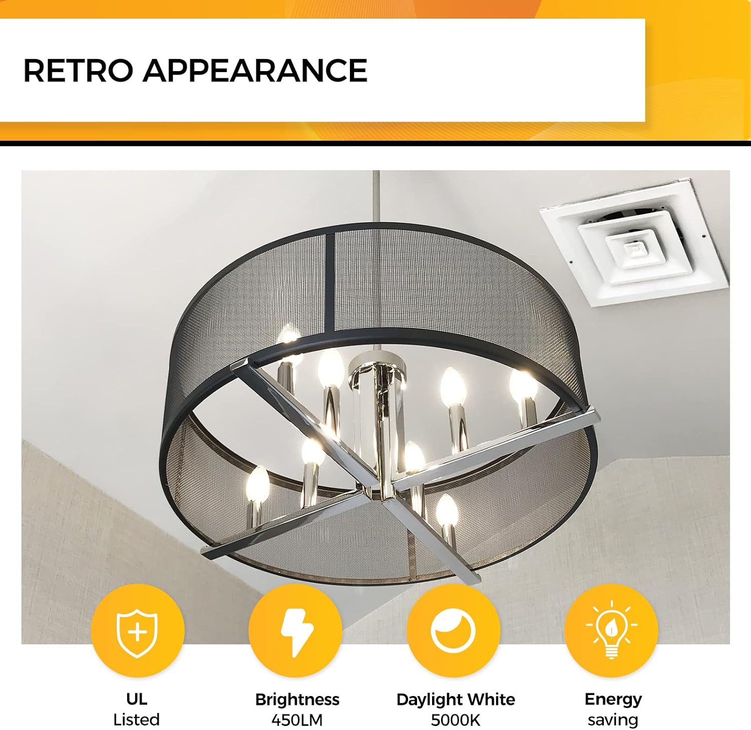 Detalle de HIZASHI LY-C32-4W-W-90-C E12 LED Candelabra Bulbs, 5000K, Dimmable, 12-Pack