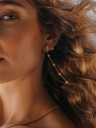 Detalle 2 de Purelei Dewdrop Ohrringe mit Muschelperlen, 75 mm, Edelstahl 18K vergoldet