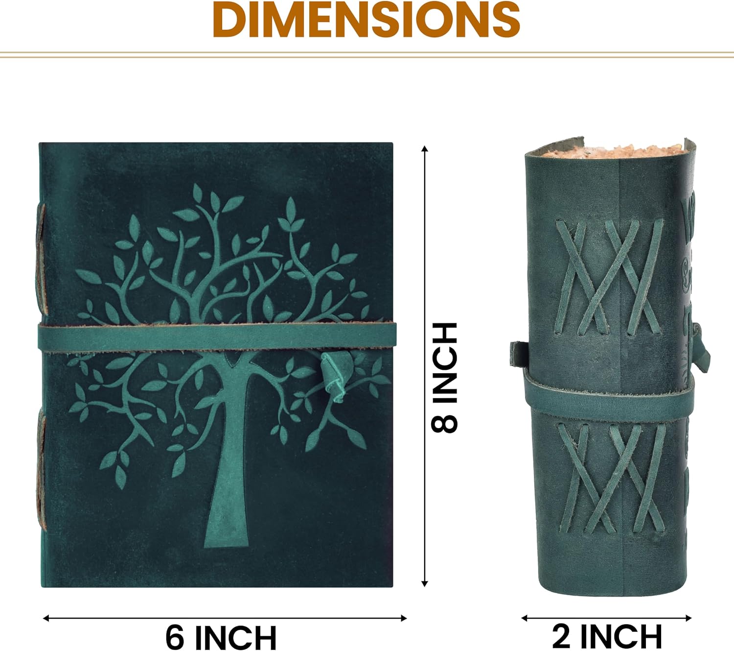 Detalle de LEATHER VILLAGE Tree of Life Leather Journal, Turquoise, 200 Pages, 8" x 6