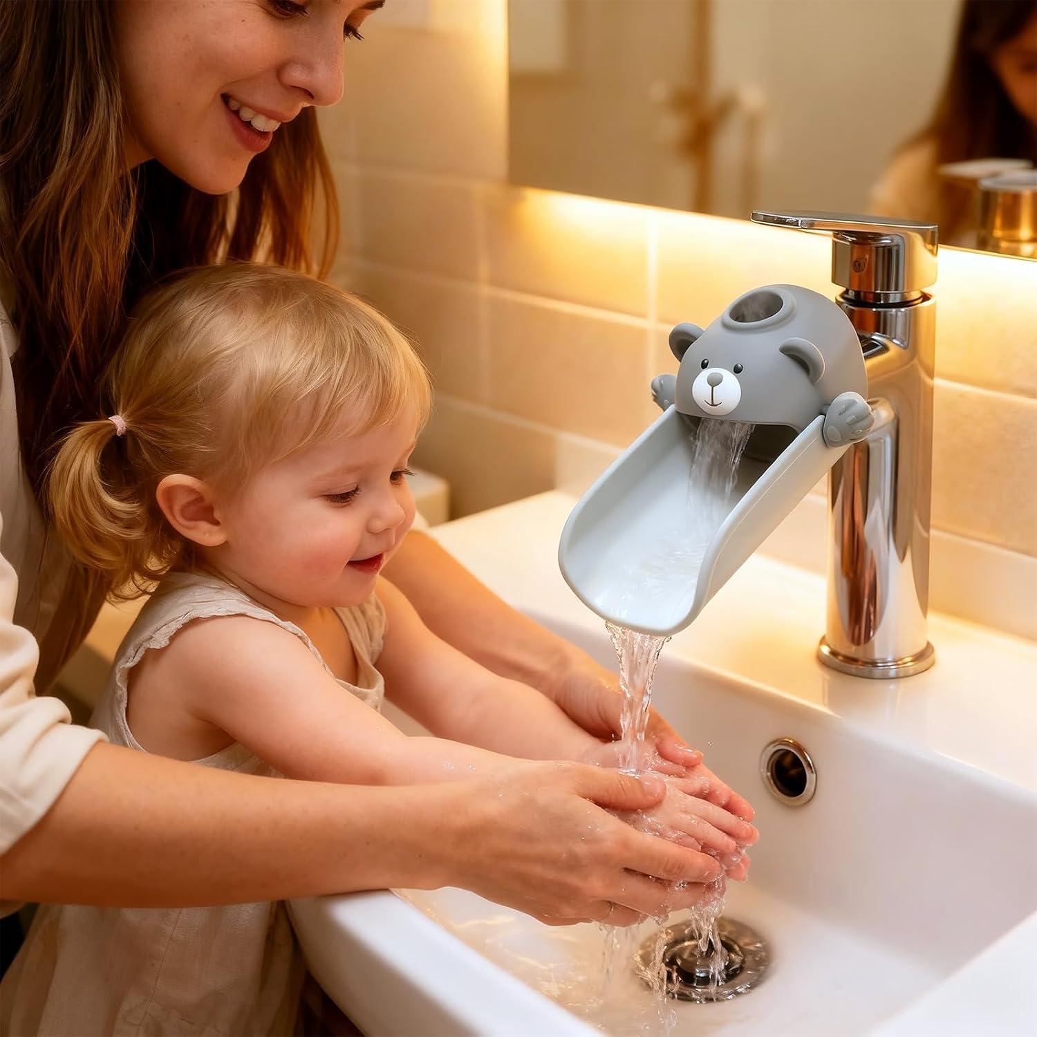 Detalle 2 de SKYROKU SLT001 Toddler Faucet Extender, Grey, U-Shaped Spout