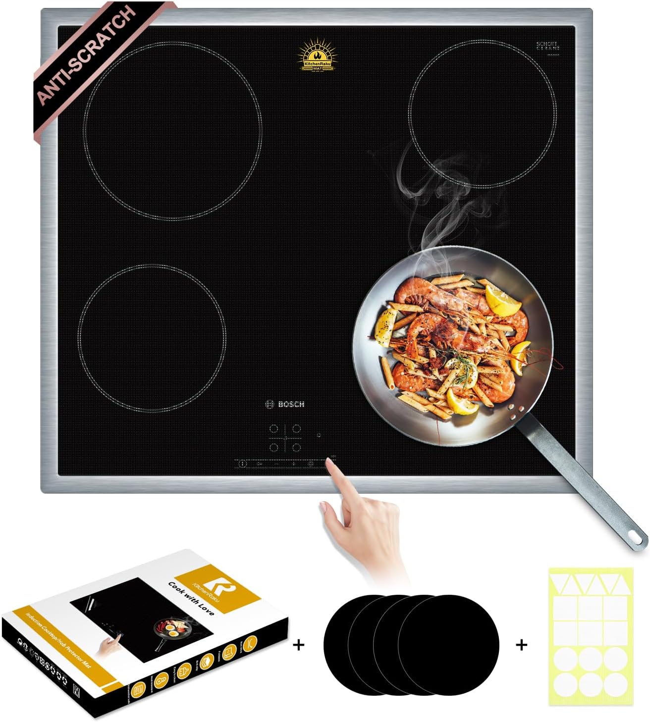Detalle de KR KITCHENRAKU TSMGTS5 Induction Cooktop Mat, 20.4 x 30.7-Inch Silicone