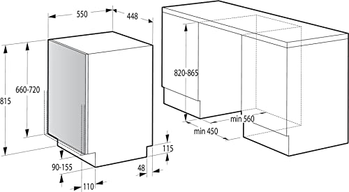 Detalle de Gorenje GV 520E 10 Einbau-Geschirrspüler – Zuverlässige Beladungsflexibilität und automatische Reinigungsmittel-Erkennung
