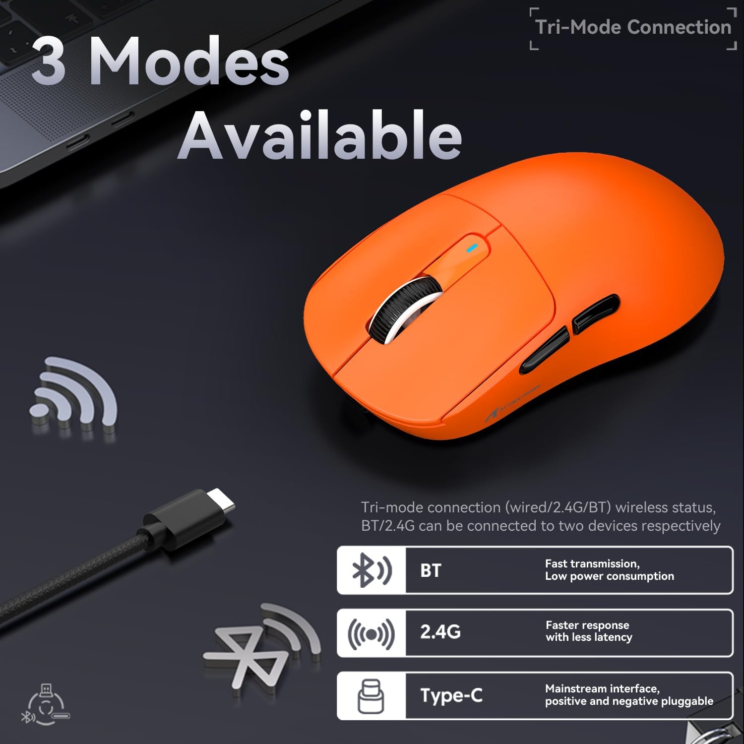 Thumbnail 3 de Attack Shark X3 49g Superlight Mouse – Wireless/Tri-Mode with PAW3395 Sensor (Orange)