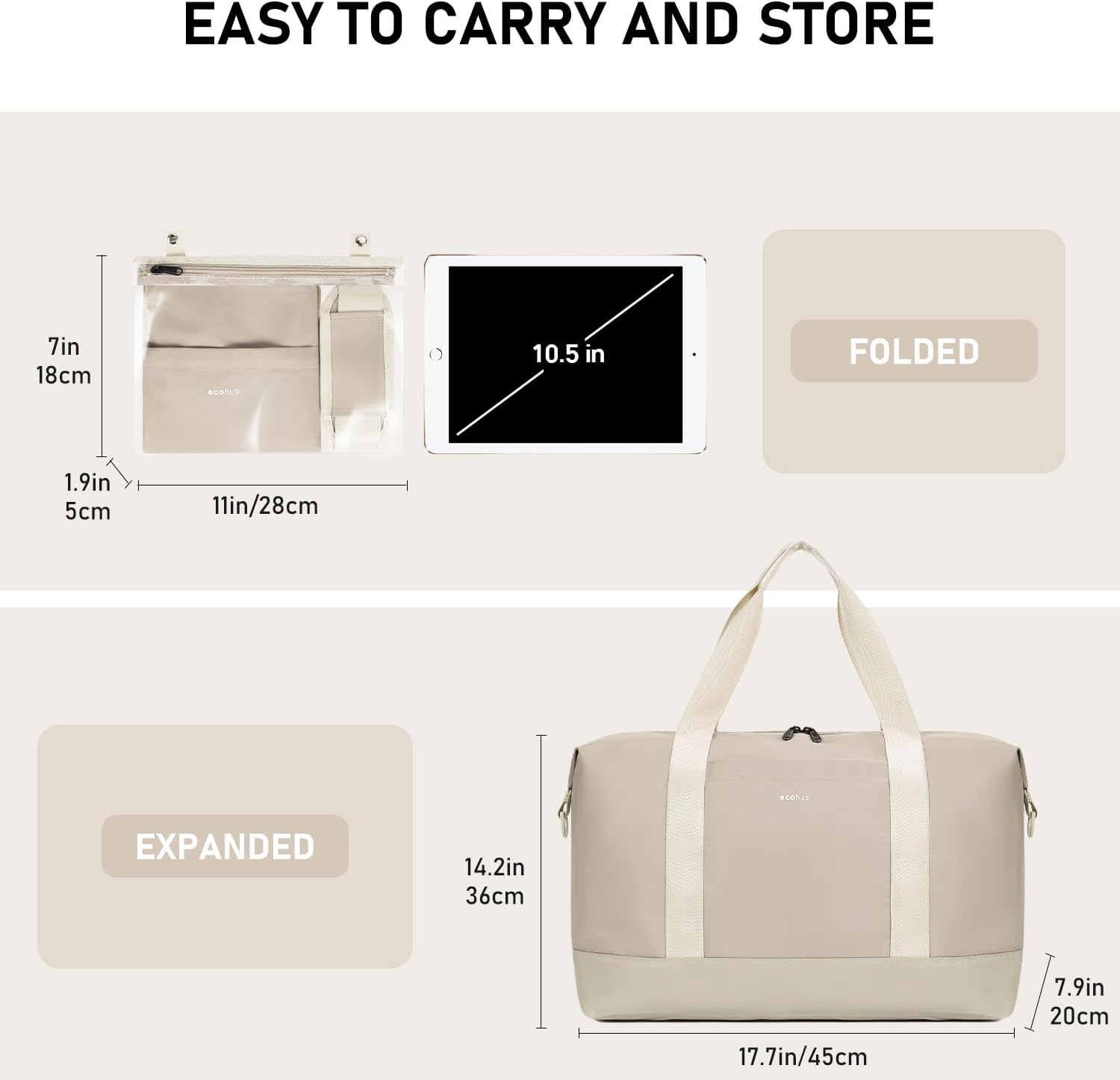 Detalle de ECOHUB Easyjet 30L Cabin Bag (45x36x20cm) with Removable Wet Pocket and Underseat Fit