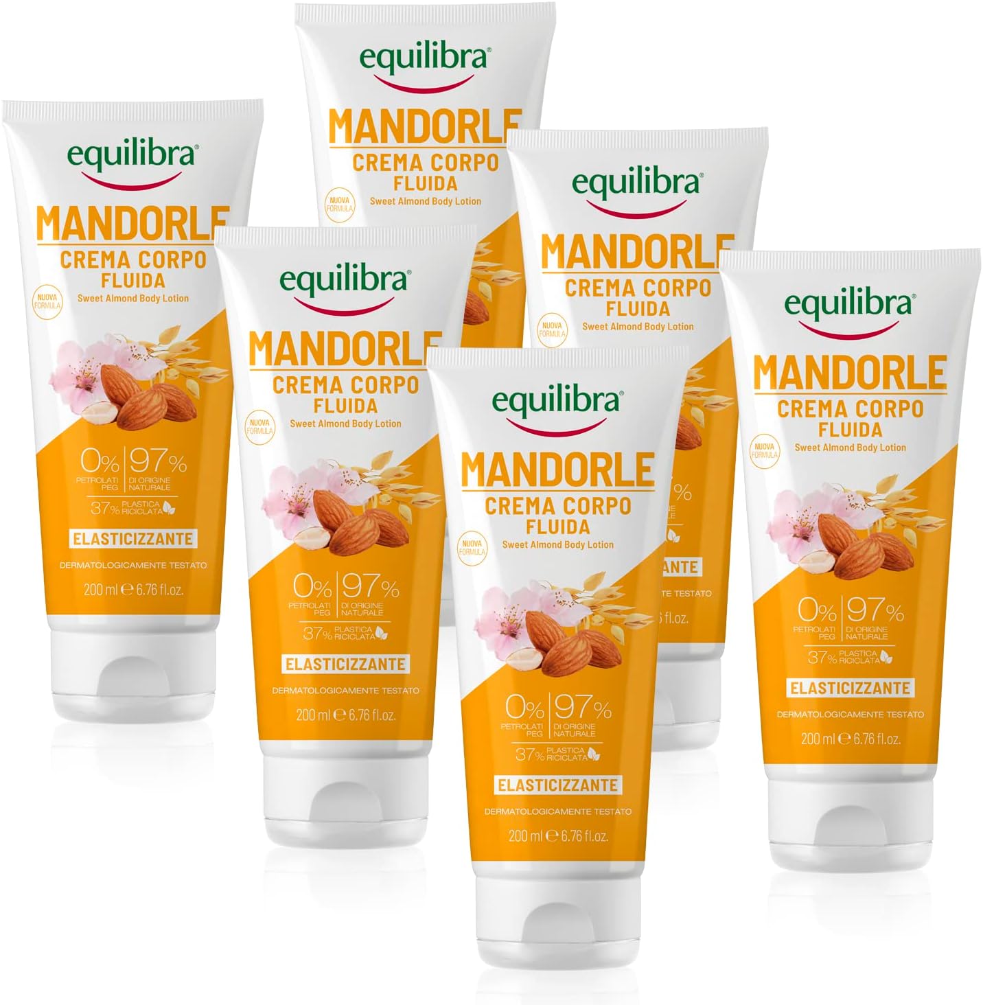 Detalle de equilibra Mandorle Crema Fluida Corpo 6 x 200 ml: nutrimento leggero ed elasticità quotidiana