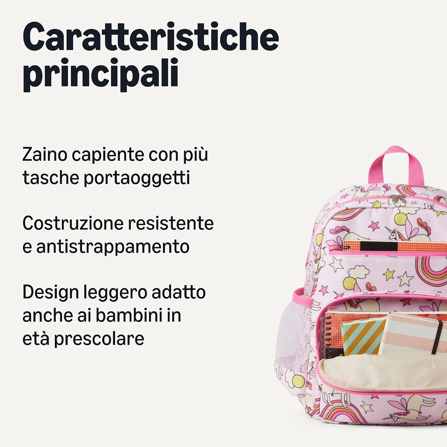 Thumbnail 1 de Zaino scolastico per bambini rosa con tasche