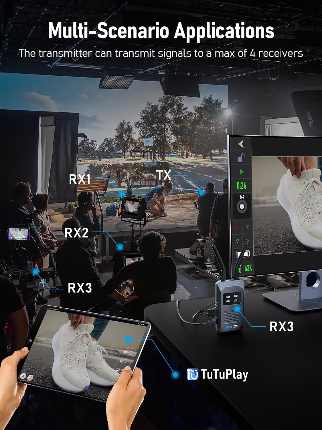 Thumbnail 4 de Lemorele Wireless Video Transmission System — 656ft/200m Range, 1080P60 with Ultra-Low Latency
