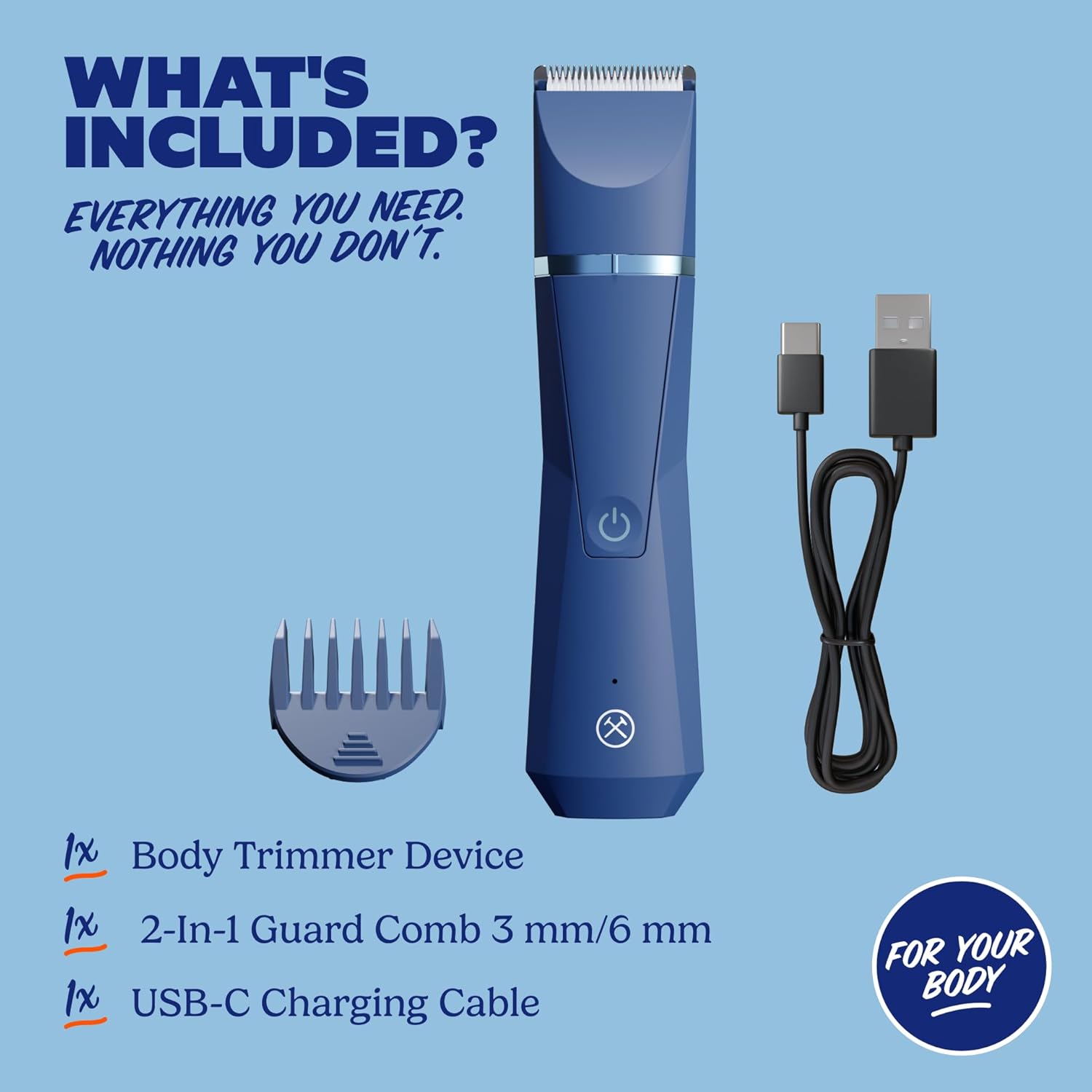 Detalle de Dollar Shave Club for Your Body Trimmer – Shower Safe Ceramic Blades with USB-C Rechargeable Power