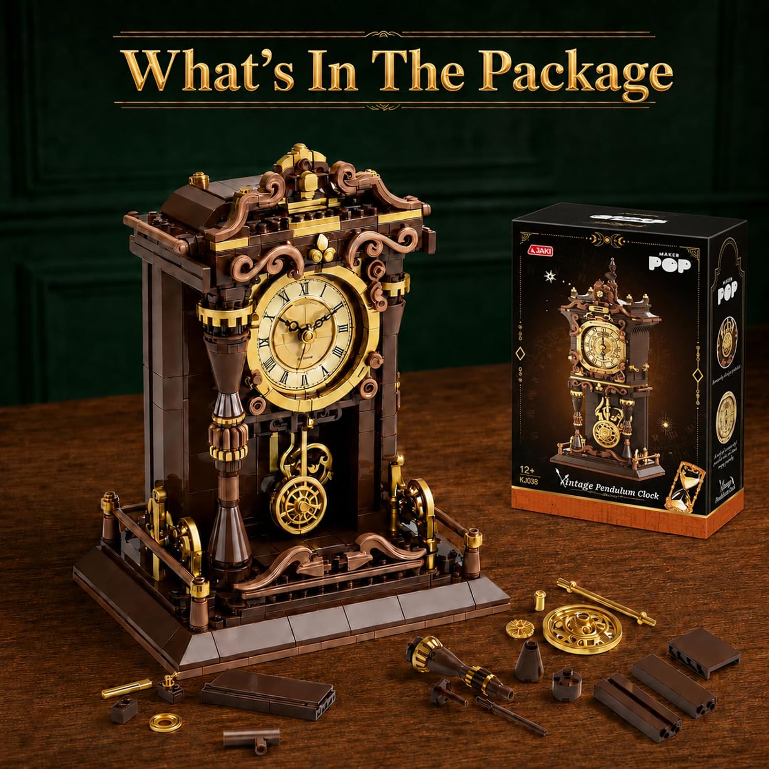 Detalle 1 de Vintage Swing Clock Building Blocks with Working Pendulum