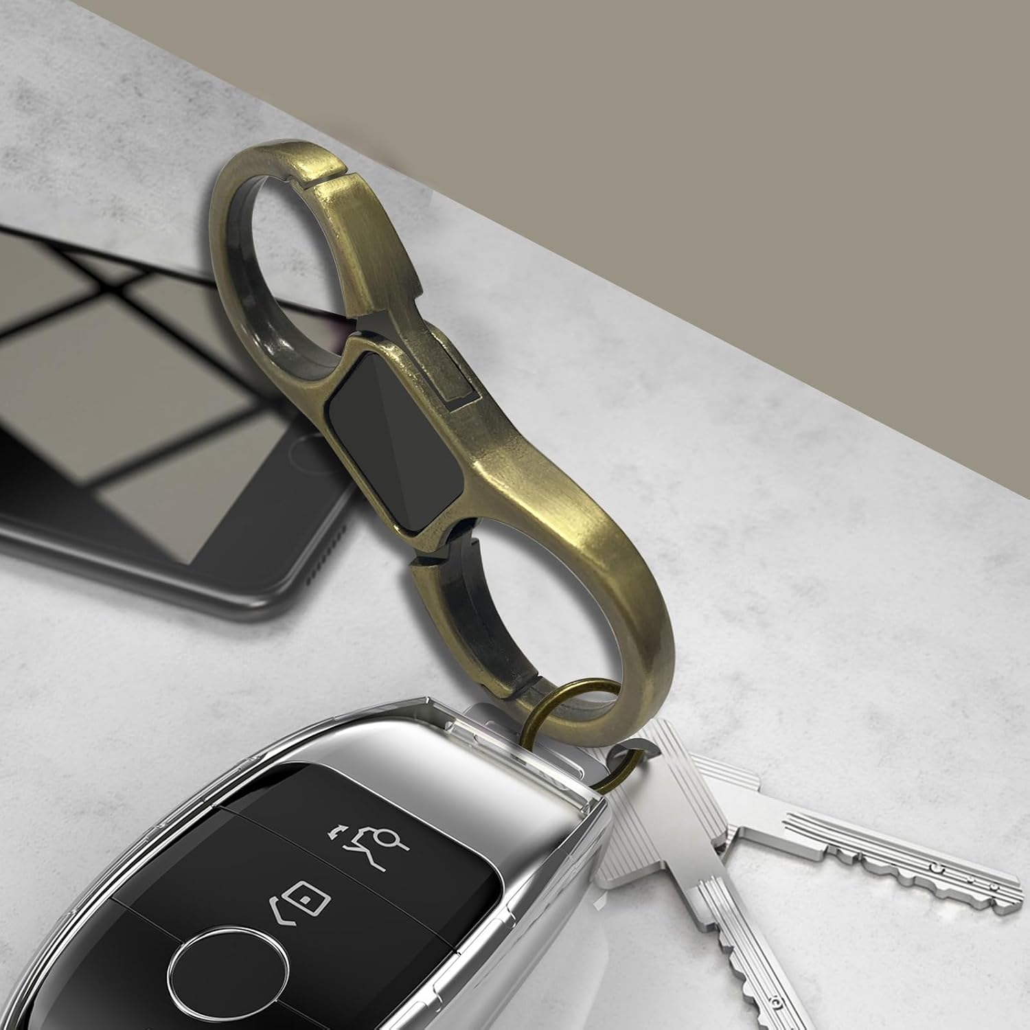 Detalle de Idakekiy Key Chain Quick Release Spring with 4 Key Rings (Heavy-Duty Organizer)