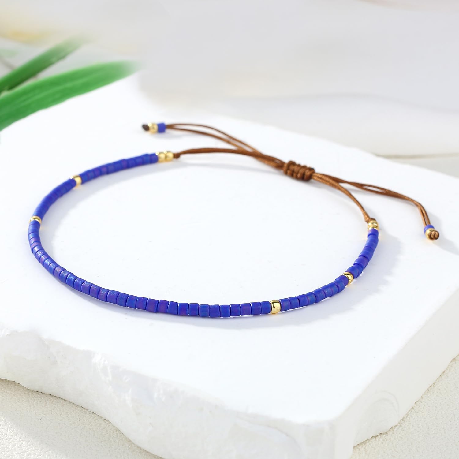 Detalle de KELITCH Damen Perlen Freundschaft Armbänder – Dünne Seil Wrap, handgefertigt