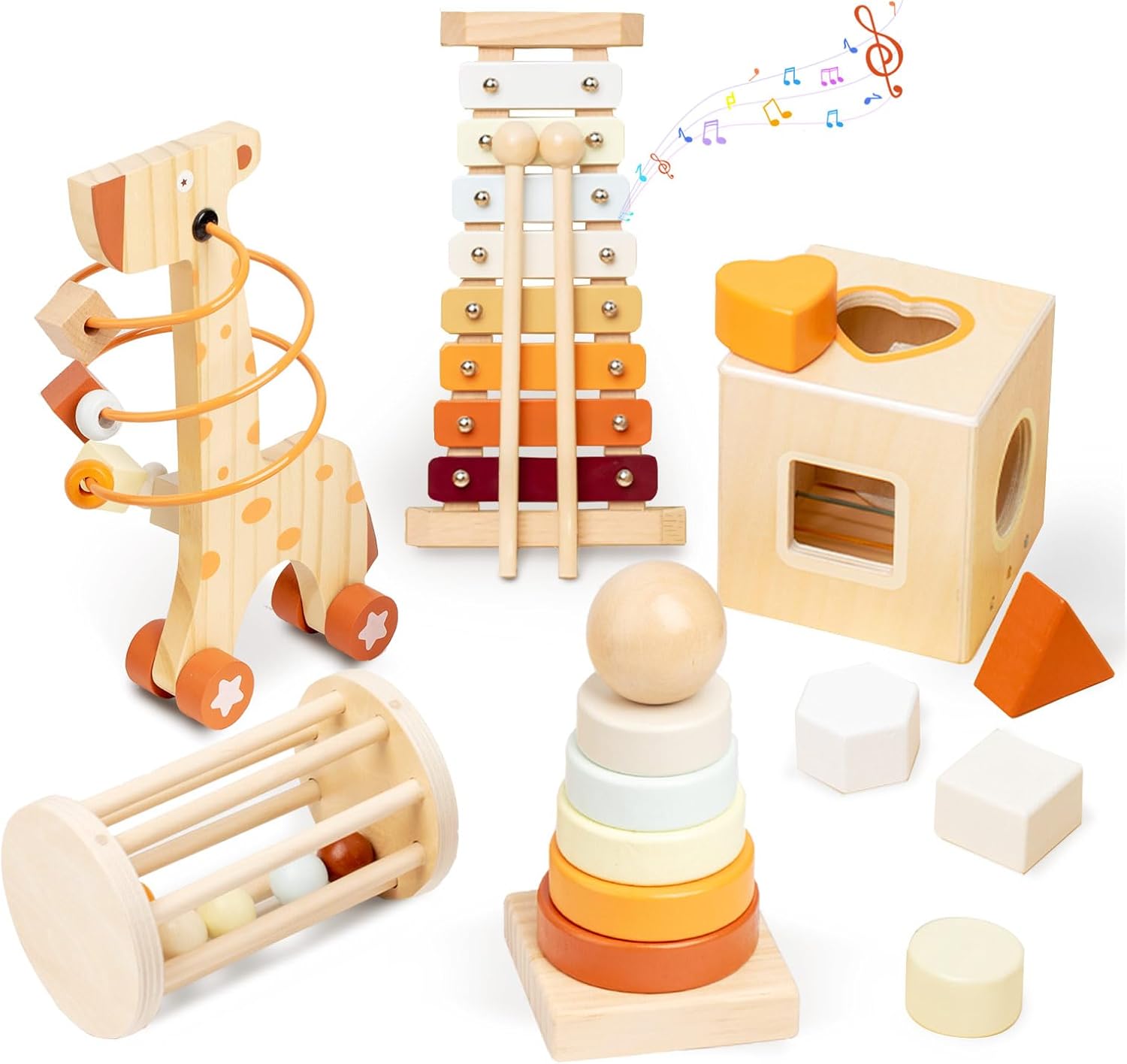 Detalle de Smartwo Wooden Montessori 5-in-1 Toy Set 🎲