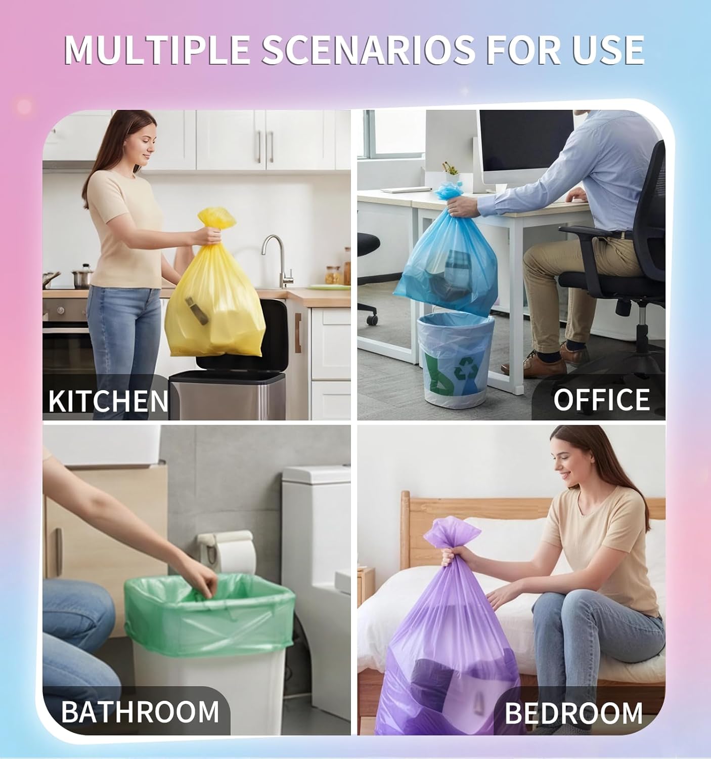 Thumbnail 4 de T.FORING 150-Count 4 Gallon Small Trash Bags (4 Gallon) — Colored, Unscented, Leak-Proof Can Liners