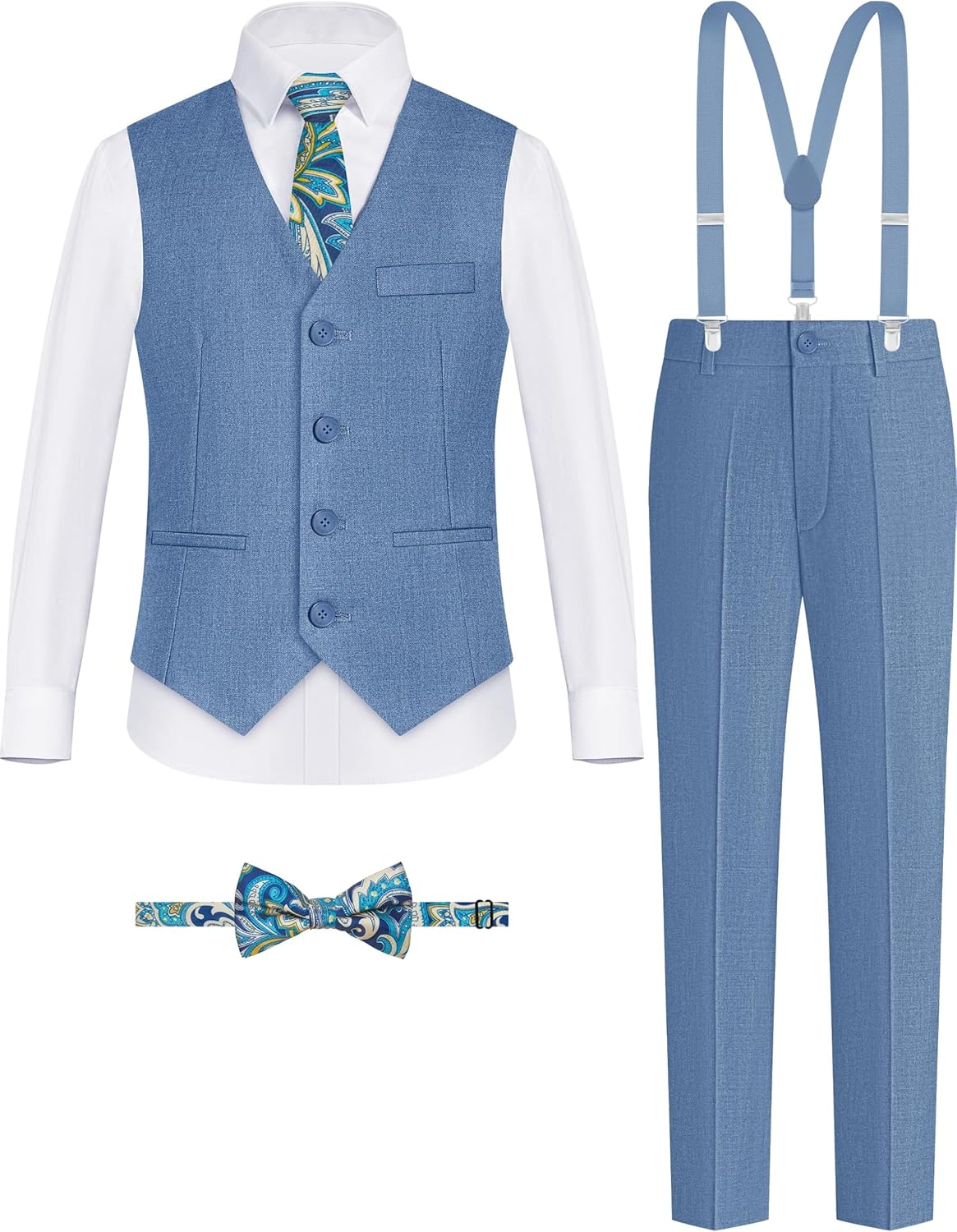 Detalle de ELPA ELPA Born for All Wonderful Things Boys' Formal Suit Vest Set with Suspenders