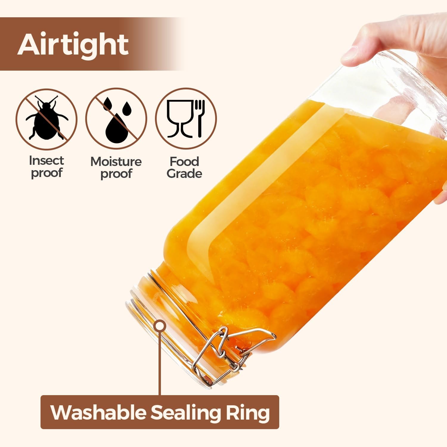 Detalle 2 de ComSaf Airtight Glass Jars 0.6 Gallon ⚖