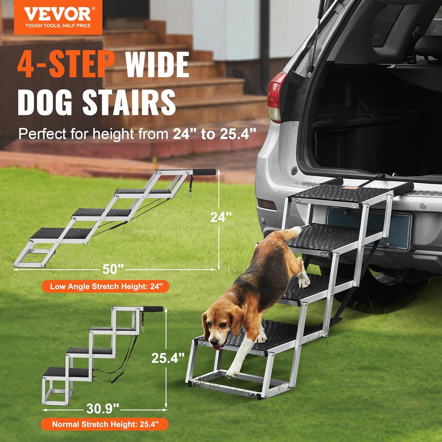 Detalle 2 de VEVOR 4-Step Dog Car Steps for SUV and Truck 🐾