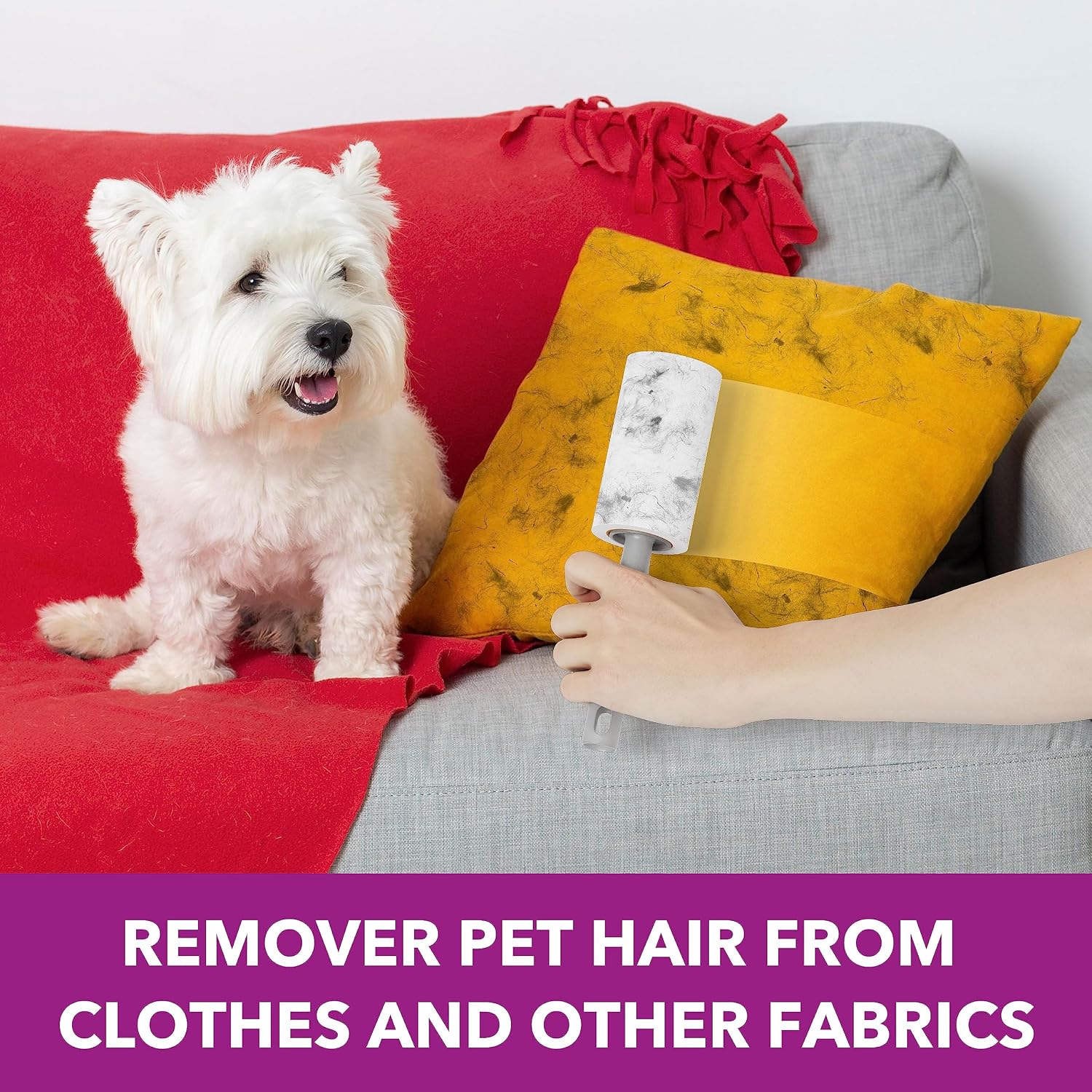 Detalle de MEIQIHOME ZMQ0510 Pet Hair Lint Roller Set, 1,110 Sheets, 10 Rollers