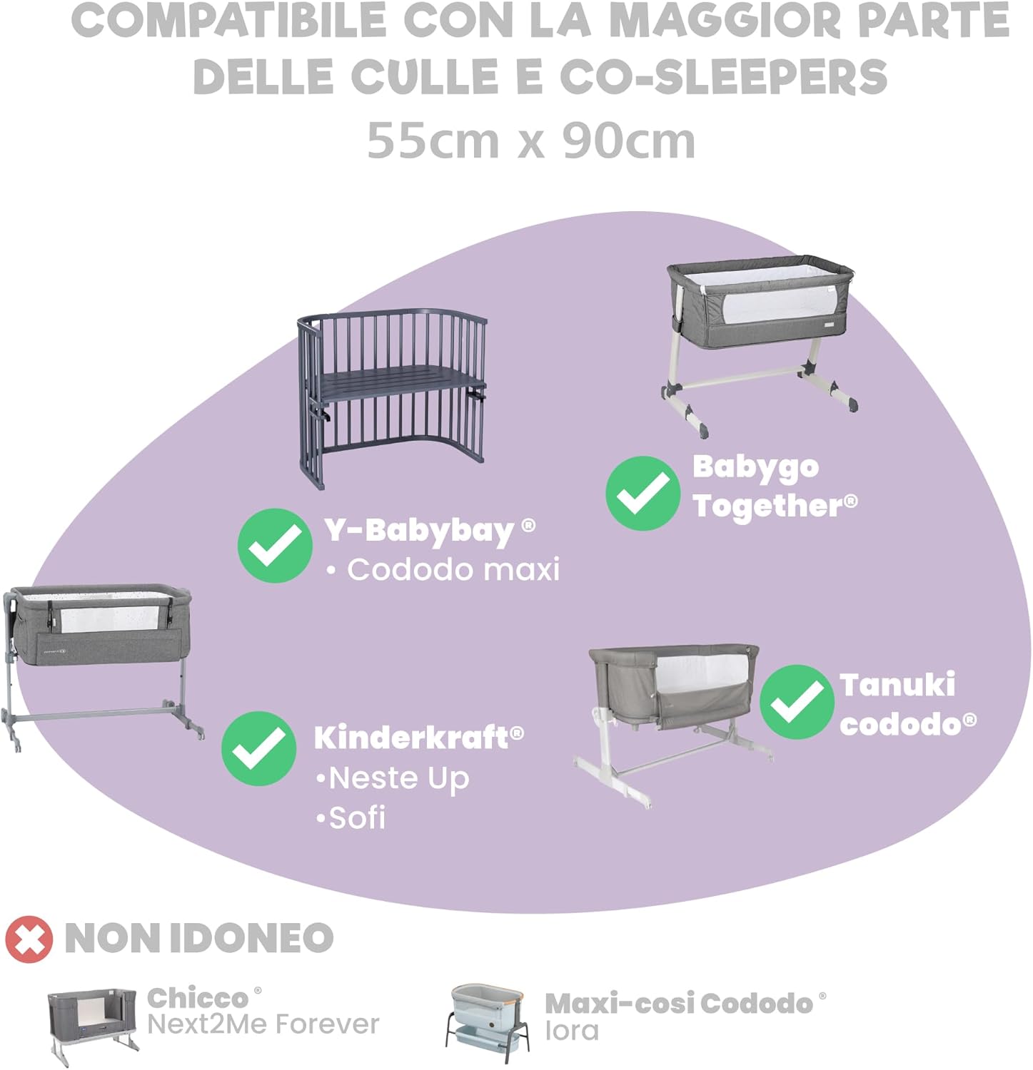 Thumbnail 4 de Set lenzuola Next To Me 3-in-1 per culla cododo 55x90 (2 lenzuola + 1 coprimaterasso impermeabile) Spazio