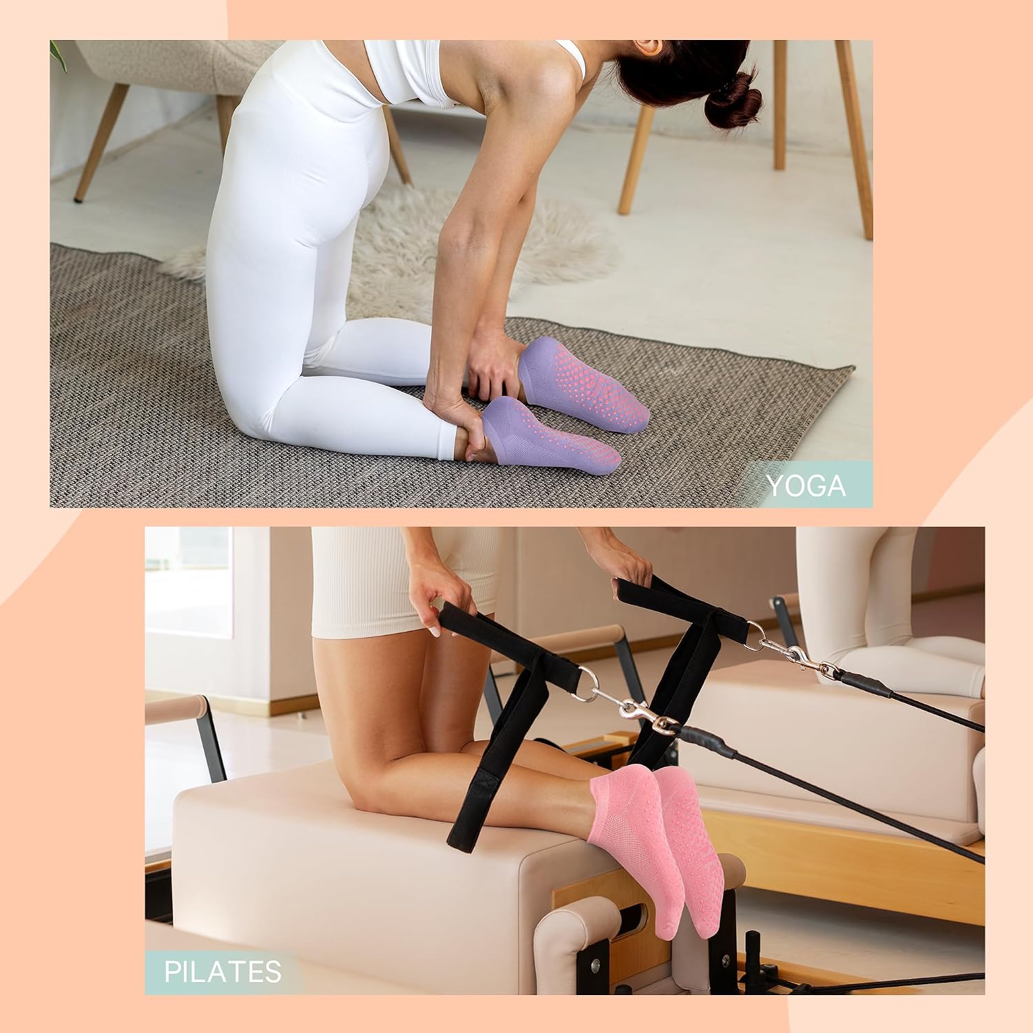 Thumbnail 1 de Muezna Pilates Grip Socks, 6-Pair Pack