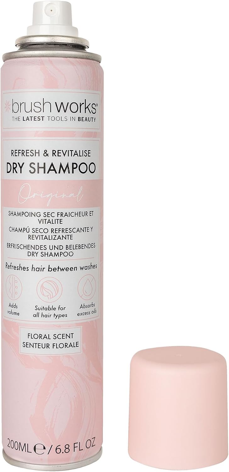 Detalle 2 de Brushworks Refresh & Revitalise Floral Dry Shampoo, 200 ml met rijstzetmeel