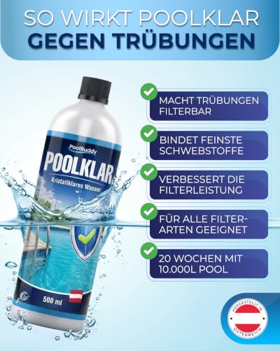 Detalle 2 de PoolBuddy Poolklar 500 ml – Kristallklares Wasser für Pool, Planschbecken und Whirlpool