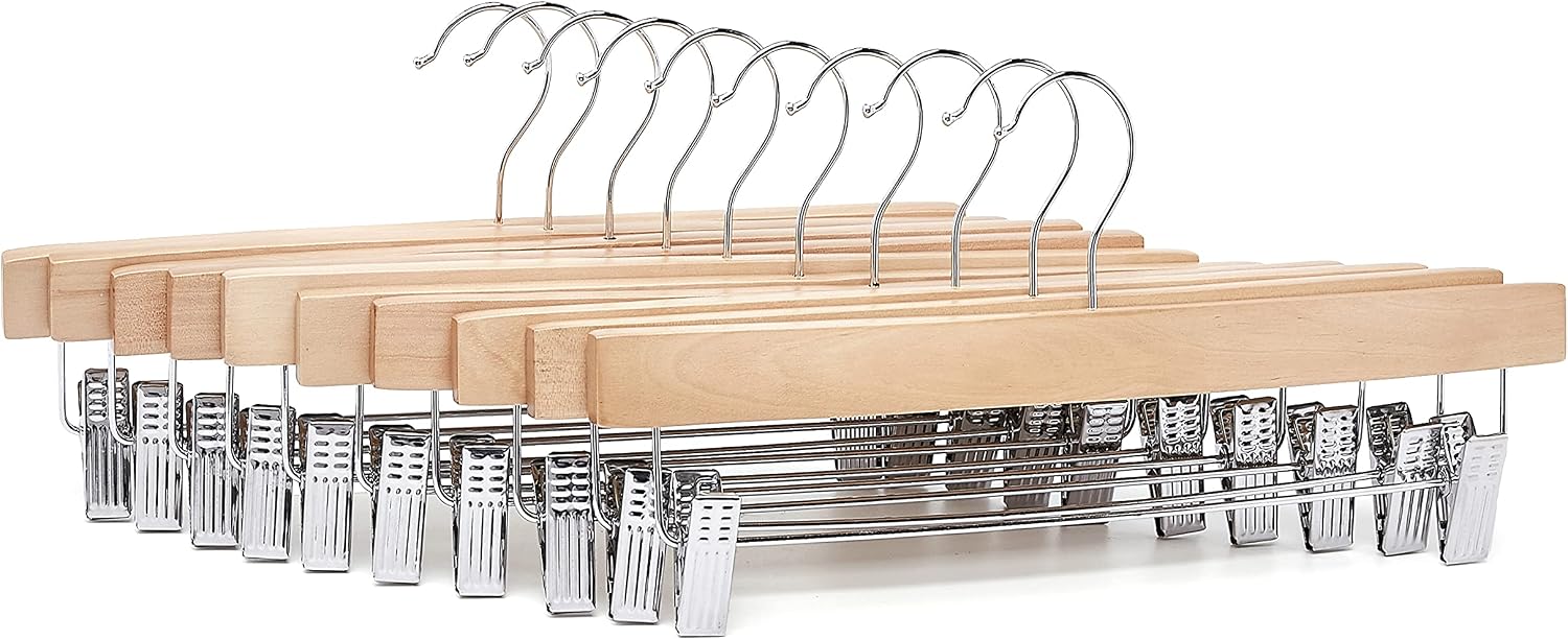 Thumbnail 3 de Amazon Basics Perchas de Madera con Clips, Pack de 10
