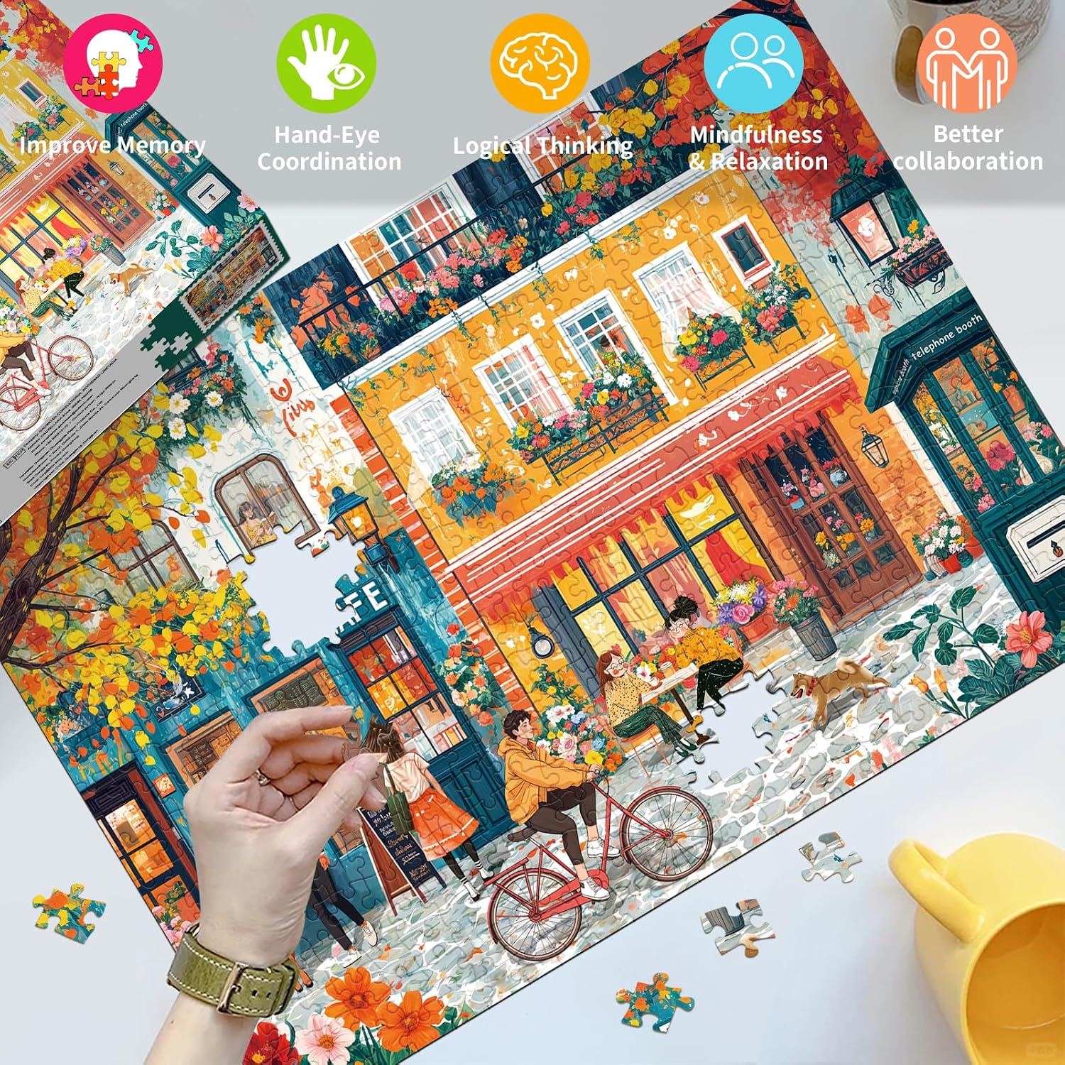 Detalle de HUADADA 500 Piece Jigsaw Puzzle for Adults – Autumn Street Scene (No Back Printing)