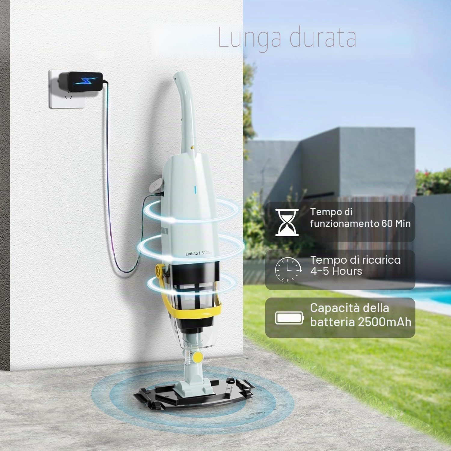 Detalle de Lydsto S1: Aspirapolvere per Piscina Senza Fili con Asta Telescopica – pulizia efficace senza cavi