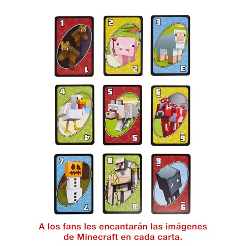 Detalle de Mattel Games UNO Minecraft: juego de cartas para niños a partir de 7 años
