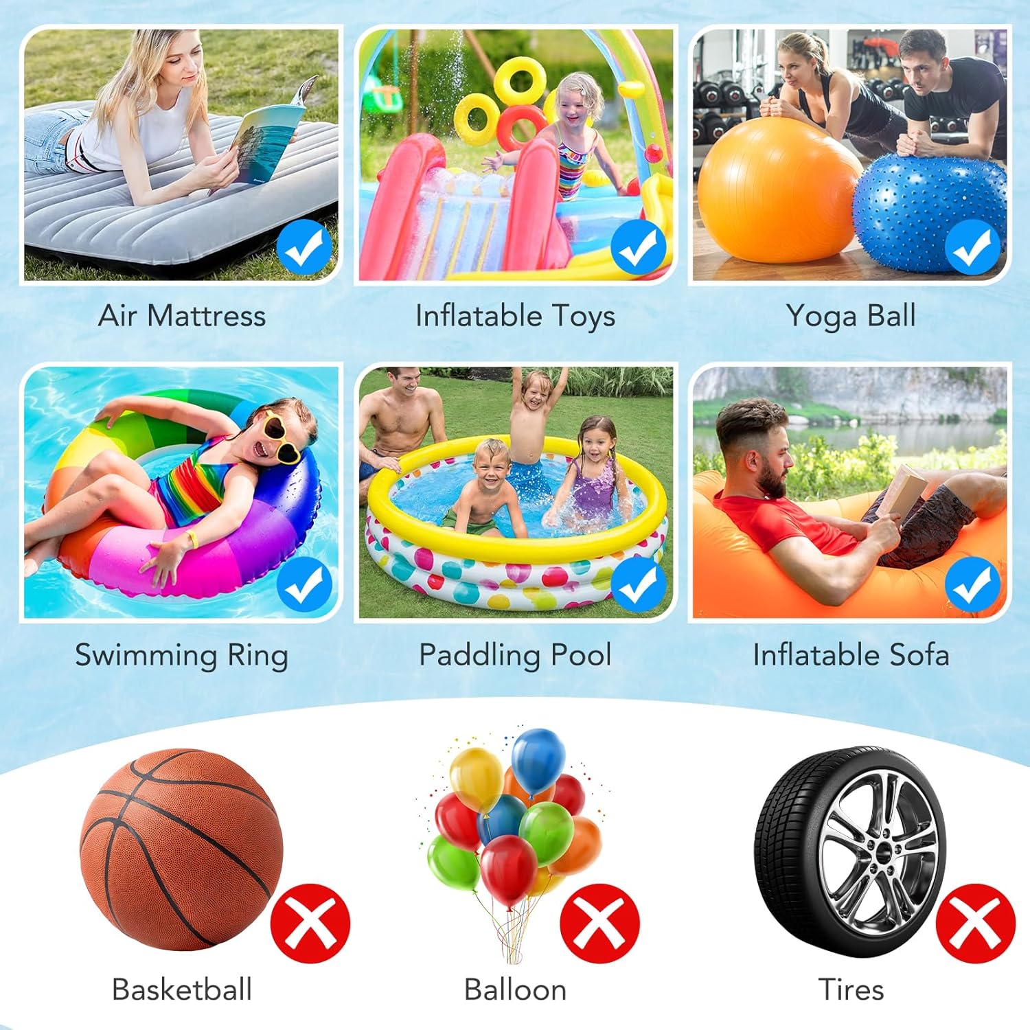 Thumbnail 2 de Pompa elettrica portatile 2 in 1 per materassi e gonfiabili con 4 ugelli (gonfia e sgonfia)