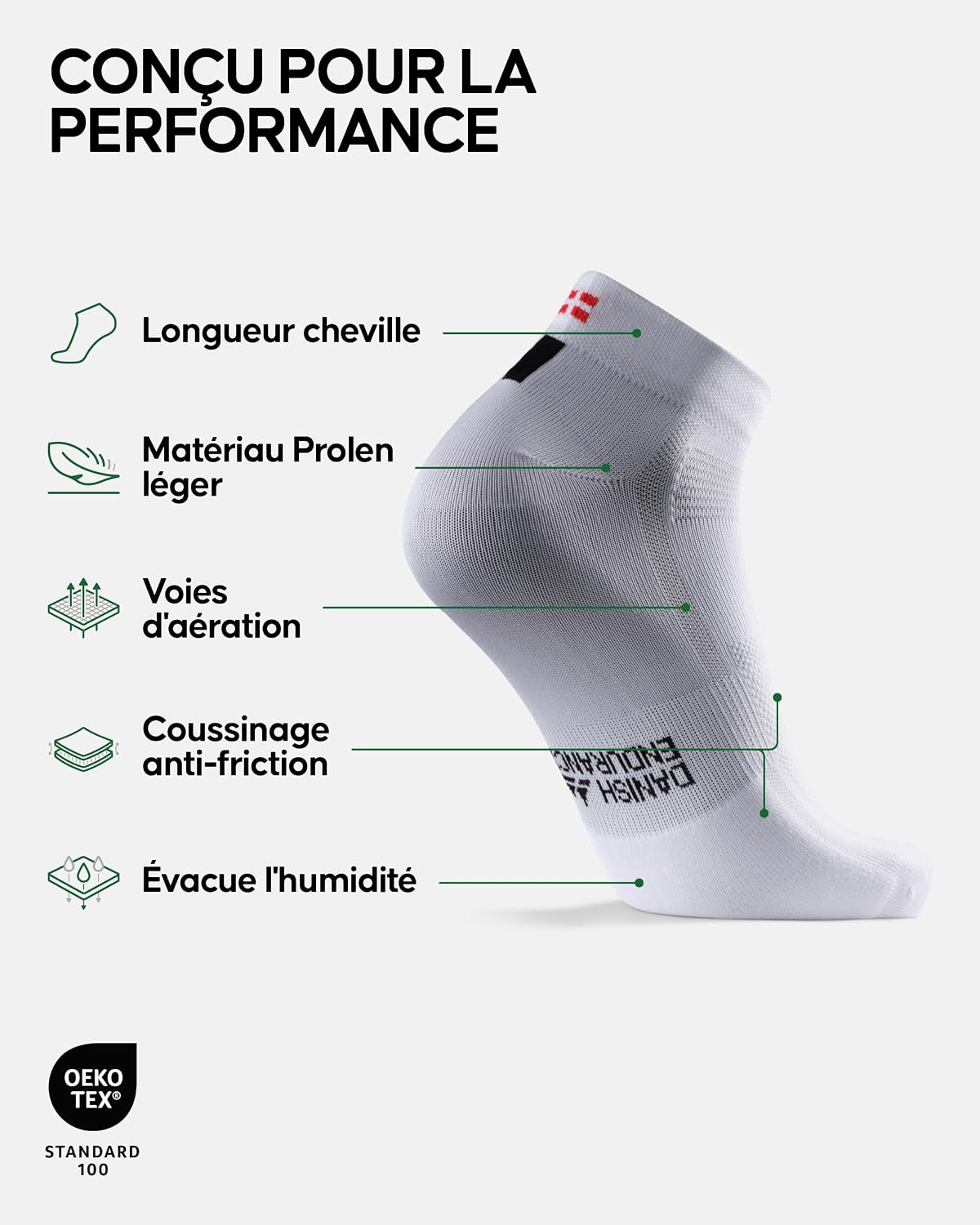 Thumbnail 5 de DANISH ENDURANCE Chaussettes courtes cyclisme 3 paires