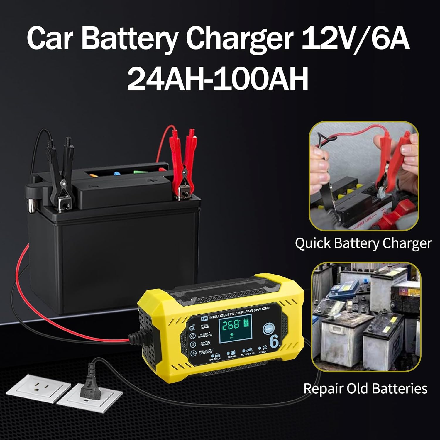 Detalle 2 de YOYOPOW Caricabatterie 12V 6A per auto e moto