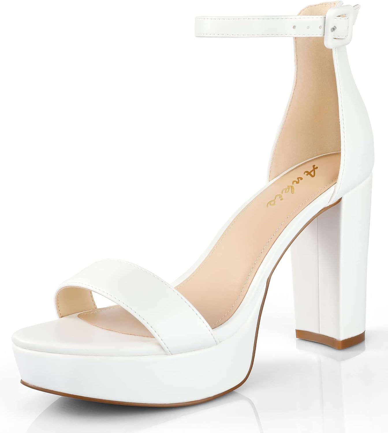 Detalle de Ankis Chunky Platform Heels – 4 Inch Block Heeled Sandals for Women