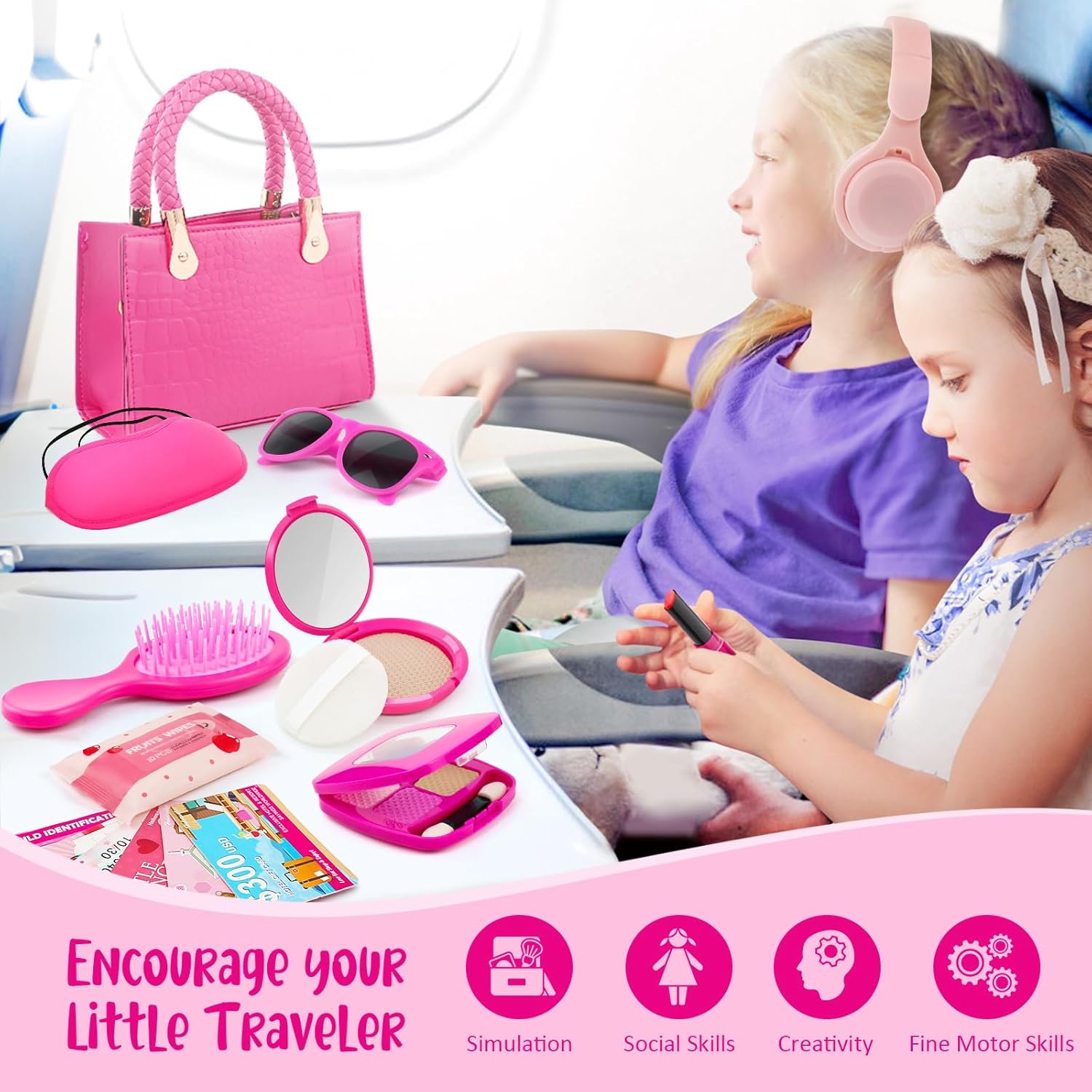 Detalle 2 de Hohosunlar Mädchen-Handtasche mit Reise-Spielgeldbörse (49-teilig) für Kinder ab 3 Jahren