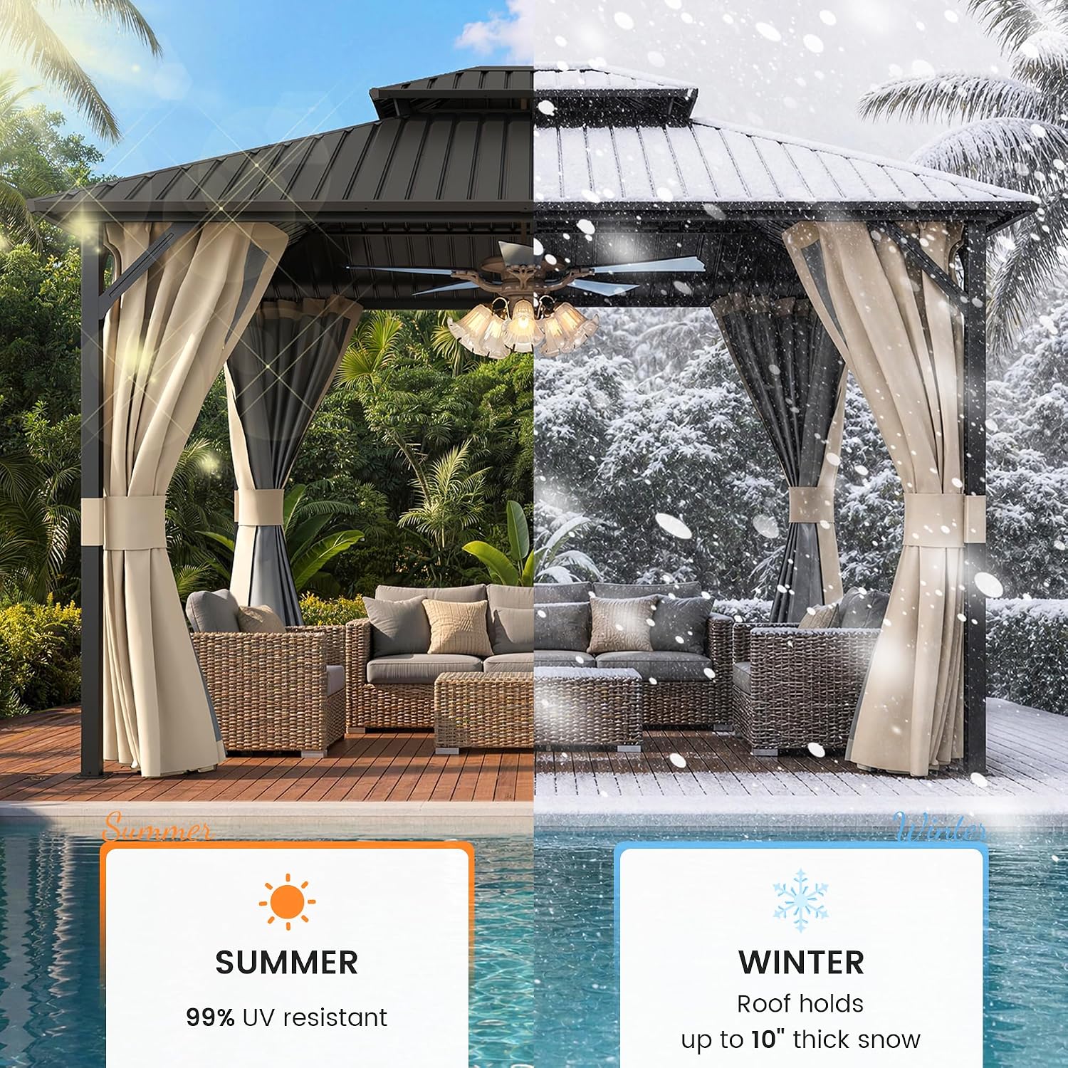 Detalle 2 de Amopatio Hardtop Gazebo 10x12FT