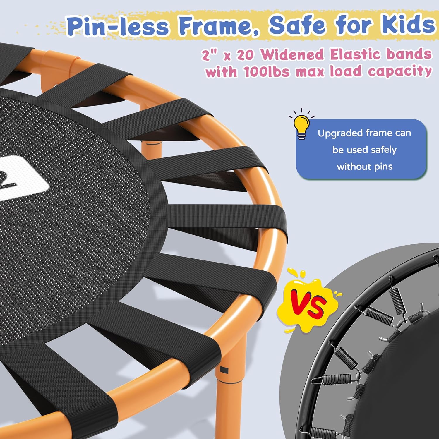 Thumbnail 4 de 3FT Toddler Trampoline with Adjustable Handlebar — Foldable, Noiseless, Safe & Sturdy for Ages 1-6