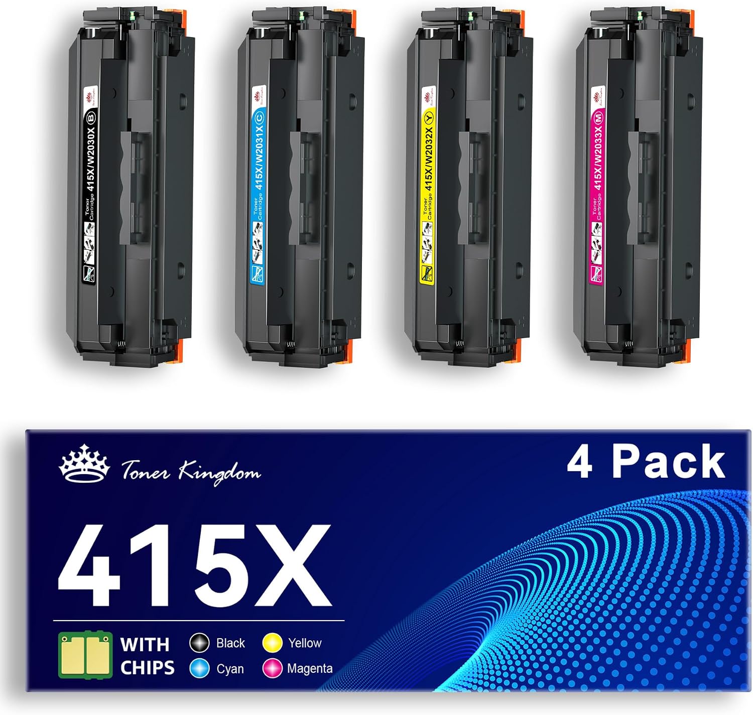 Detalle de Toner Kingdom 415X Multipack für HP Color LaserJet Pro M479fdw/M454dw – 4er-Pack mit Chip