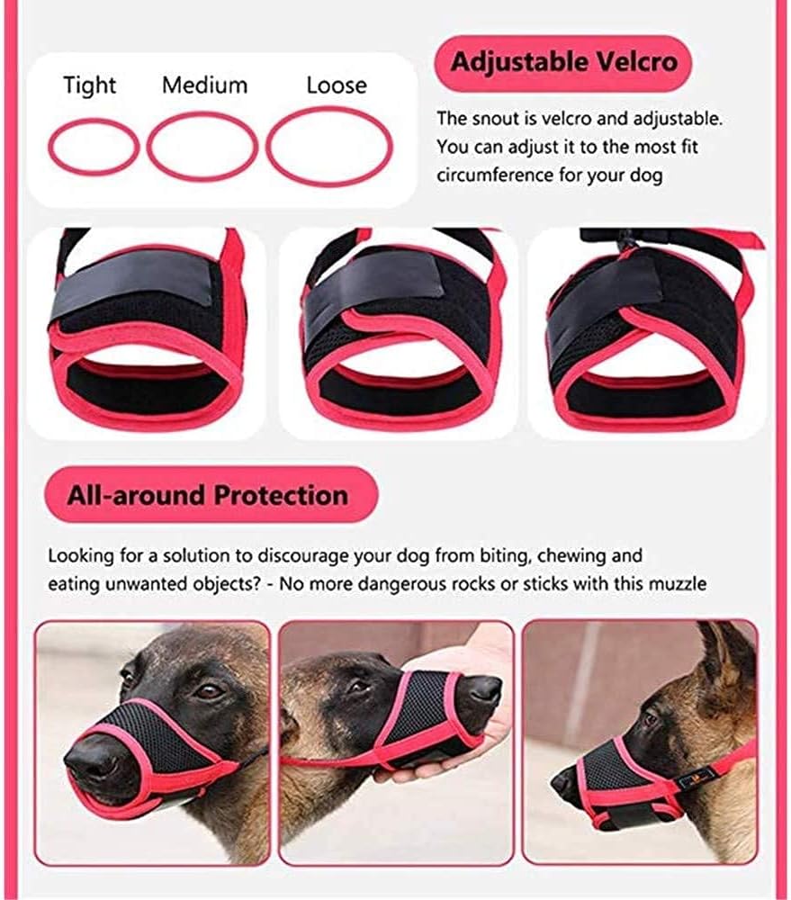 Detalle 2 de HEELE Maulkorb für Hunde mit verstellbarer Schlaufe (M, Orange) – atmungsaktiv & sicher