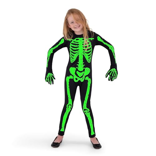 Detalle de Spooktacular Creations Halloween Skelett-Kostüm für Mädchen & Kleinkinder (Größe klein 5–7 Jahre) – Glüht im Dunkeln